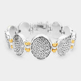 Antique Patterned Metal Oval Bracelet