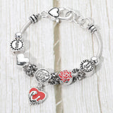 Love You Mom Charm Multi Bead Bracelet
