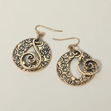 Boho Filigree Swirl Circle Drop Dangle Earrings