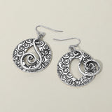 Boho Filigree Swirl Circle Drop Dangle Earrings