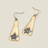 Women's Textured Metal Starfish Charm Drop Plate Dangle Earrings