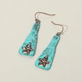 Women's Textured Metal Starfish Charm Drop Plate Dangle Earrings