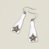Women's Textured Metal Starfish Charm Drop Plate Dangle Earrings