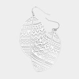 Brass Metal Filigree Abstract Oval Dangle Earrings