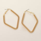 Gold Dipped Textured Metal Geometric Hoop Earrings