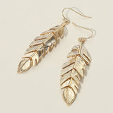 Metal Feather Drop Earrings