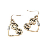 Swirl Heart Charm Drop Earrings