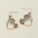 Swirl Heart Charm Drop Earrings
