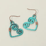 Swirl Heart Charm Drop Earrings