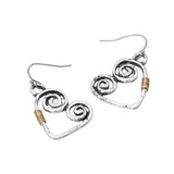 Swirl Heart Charm Drop Earrings