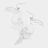 Brass Metal Cutout Toucan Dangle Earrings