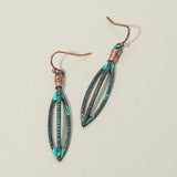 Boho Textured Metal Open Marquise Drop Earrings