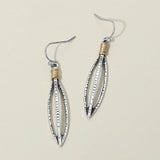 Boho Textured Metal Open Marquise Drop Earrings