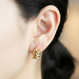 14K Gold Dipped Spiral Wrap Huggie Hoop Earrings