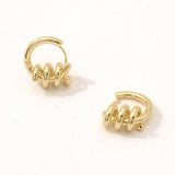 14K Gold Dipped Spiral Wrap Huggie Hoop Earrings