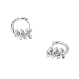 White Gold Dipped Spiral Wrap Huggie Hoop Earrings