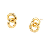 14K Gold Dipped Interlocking Double Loop Drop Earrings