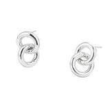 White Gold Dipped Interlocking Double Loop Drop Earrings