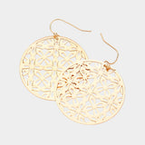 Abstract Pattern Circle Metal Filigree Dangle Earrings