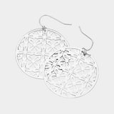Abstract Pattern Circle Metal Filigree Dangle Earrings