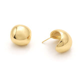 14K Gold Dipped Modern Dome Mini Hoop Stud Earrings