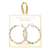 SECRET BOX_Genuine Gold Dipped Hypoallergenic Geometric Textured Hoop Earrings