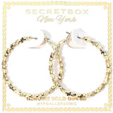 SECRET BOX_Genuine Gold Dipped Hypoallergenic Geometric Textured Hoop Earrings