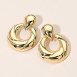 Metal Twisted Ring Drop Statement Earrings