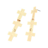 Lightweight Triple Minimal Cross Link Drop Earrings