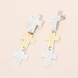 Lightweight Triple Minimal Cross Link Drop Earrings