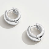 White Gold Dipped Bold Round Huggie Hoop Earrings