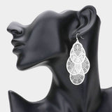 Filigree Leaf Cluster Silhouette Drop Earrings