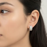 White Gold Dipped Textured Huggie Hoop Earrings
