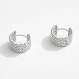 White Gold Dipped Textured Huggie Hoop Earrings