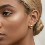 14K Gold Dipped Textured Mini Huggie Hoop Earrings