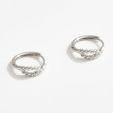 White Gold Dipped Textured Mini Huggie Hoop Earrings
