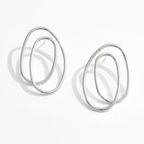 White Gold Dipped Sculptural Oval Earrings