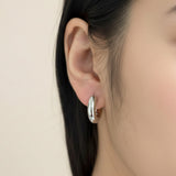 White Gold Dipped Chunky Huggie Hoop Earrings