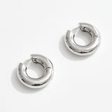White Gold Dipped Chunky Huggie Hoop Earrings