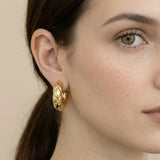 14K Gold Dipped Quilted Half Hoop Earrings