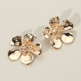Metal Five Petal Flower Earrings