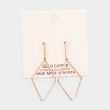 Gold Dipped Metal Bar Rhombus Earrings
