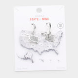 White Gold Dipped Oklahoma State Earrings