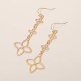 Textured Metal Floral Link Drop Earrings