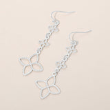Textured Metal Floral Link Drop Earrings