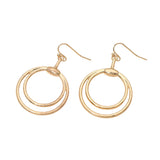 Open Metal Double Layered Circle Drop Earrings