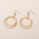 Open Metal Double Layered Circle Drop Earrings