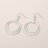 Open Metal Double Layered Circle Drop Earrings