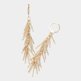 Textured Metal Fringe Dropdown Dangle Earrings