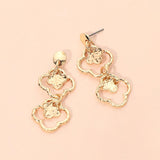 Hammered Metal Double Quatrefoil Link Drop Earrings